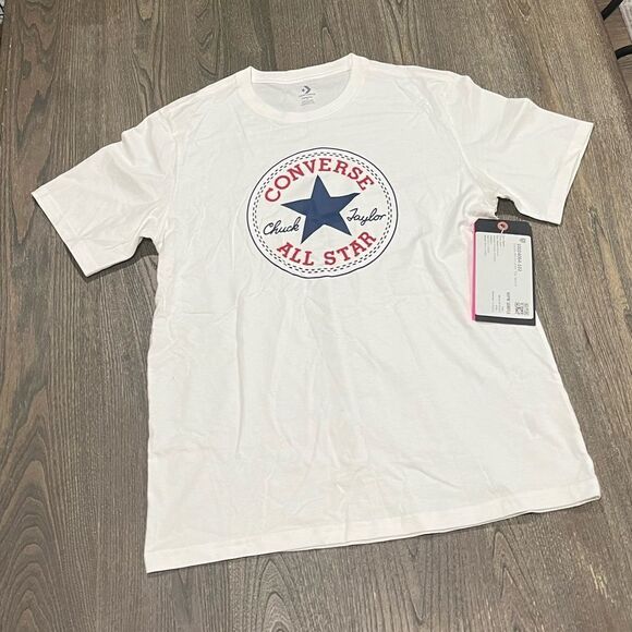 NWT Converse Unisex Short Sleeve Crew Neck T-Shirt White Graphic Size M - Picture 1 of 7